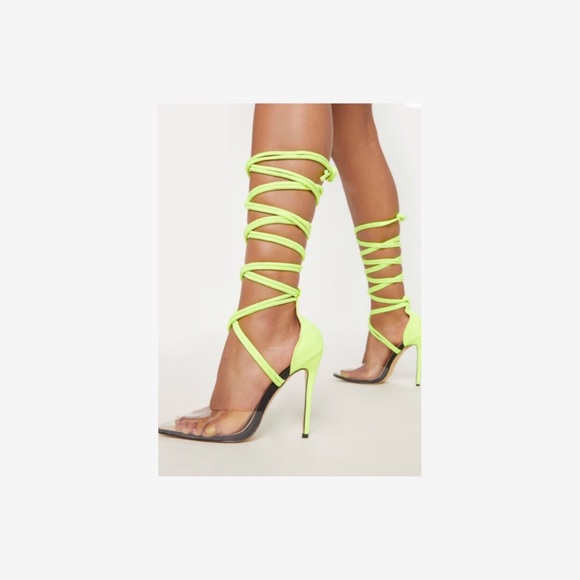 neon green clear heels